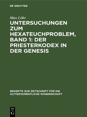 cover image of Untersuchungen zum Hexateuchproblem, Band 1